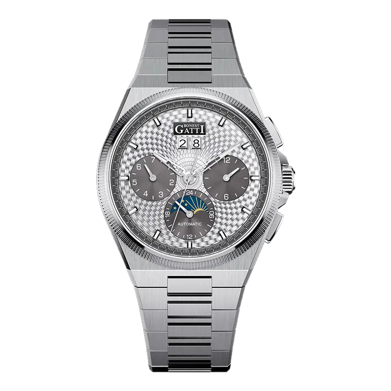 BONEST GATTI BG8006 - Aut - silver dial, patterned texture