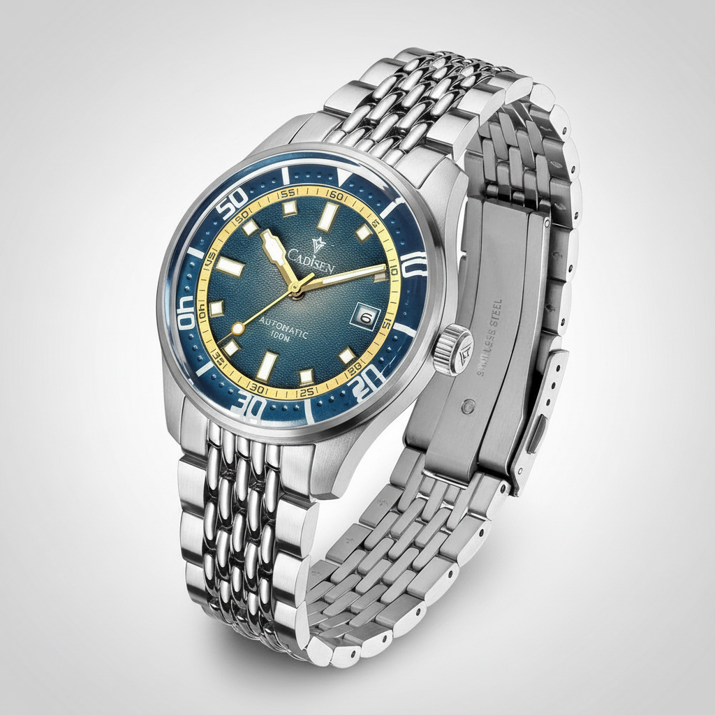 CADISEN 2026 - Automatic - Angled view, steel watch