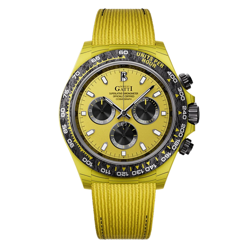 BONEST GATTI BG9010 - Aut - yellow watch, carbon bezel