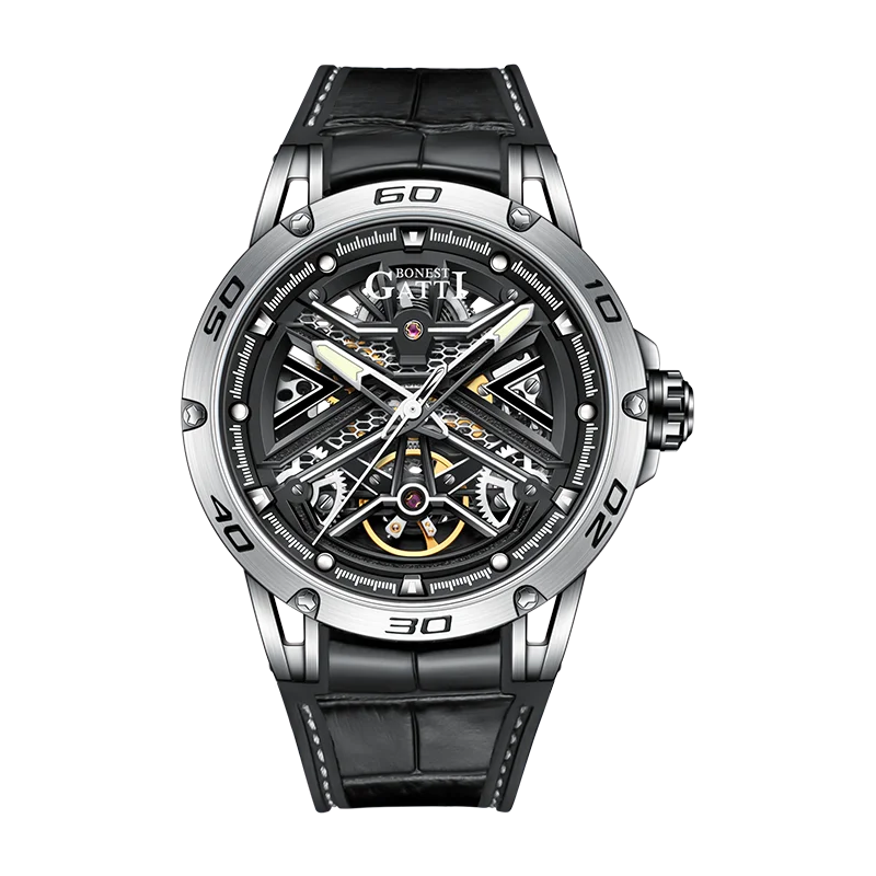 BONEST GATTI BG4601 - Aut - silver case, black strap