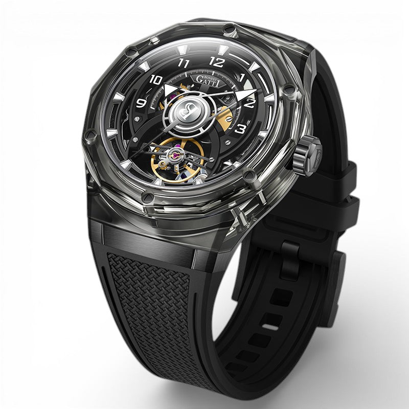 BONEST GATTI BG6003 – Mechanical Skeleton Watch with Sapphire Crystal & Transparent Acrylic Case breitvacher