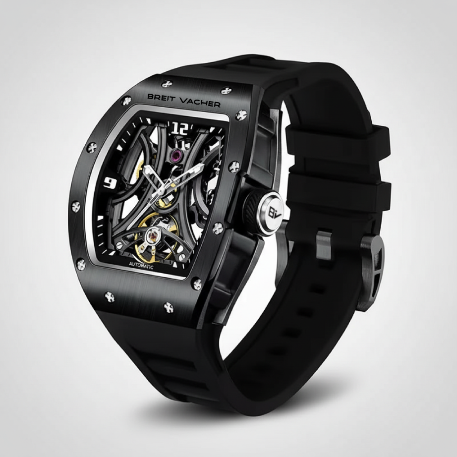 BREITVACHER 919011 - Automatic Mechanical Watch Elegant Design Black Angled