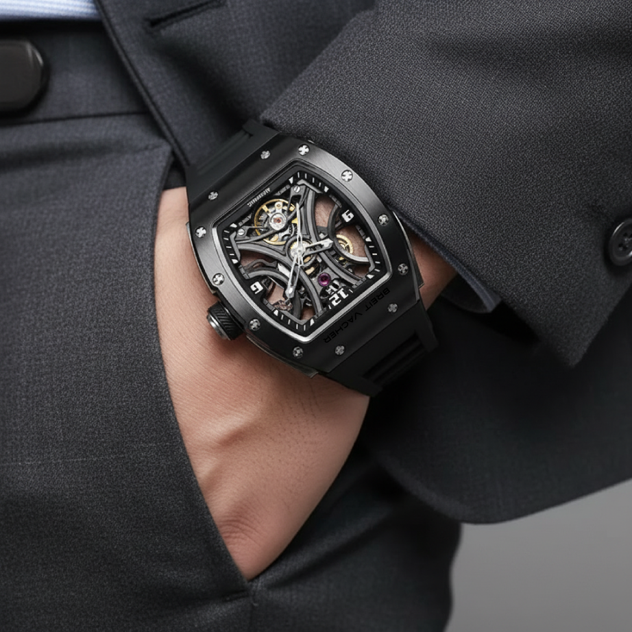 BREITVACHER 919011 - Automatic Mechanical Watch Elegant Design Black Wrist