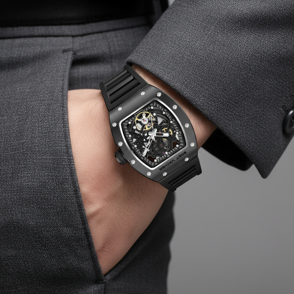 BREITVACHER 919012 - Auto - on wrist, black suit, grey pants, elegant