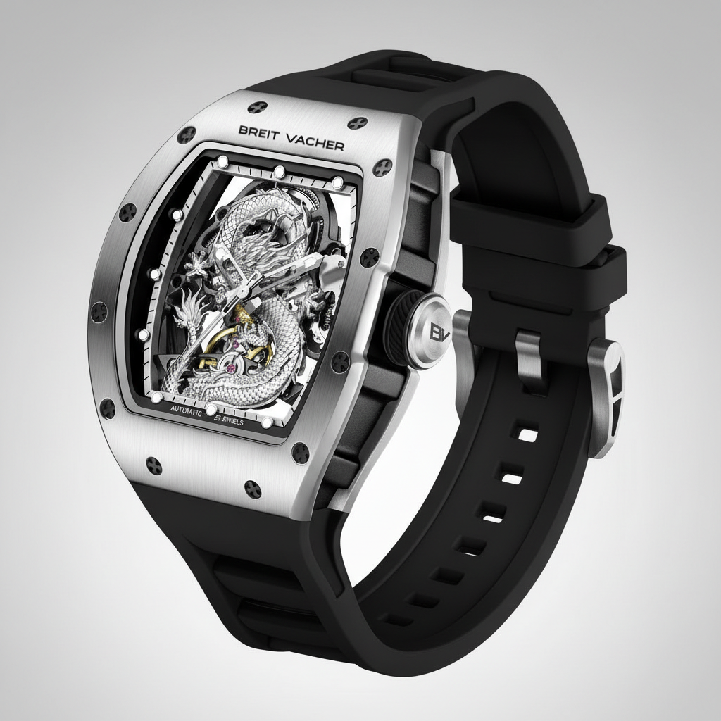 BREITVACHER 919015 - Men' - angled silver case strap