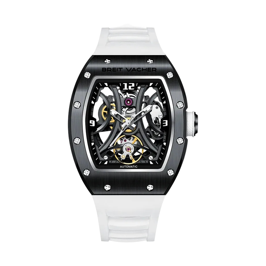 BREITVACHER 91901 - Mecha - Black White, skeleton dial, front