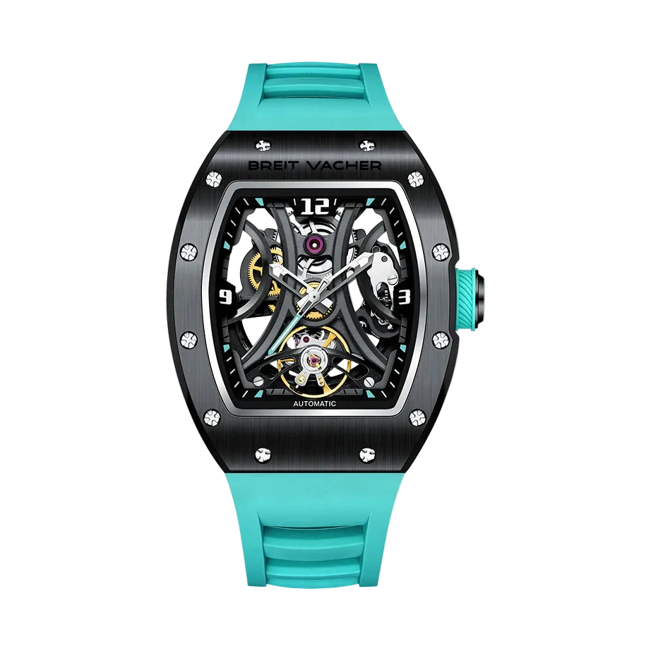 BREITVACHER 91901 - Mecha - Blue, skeleton dial, front