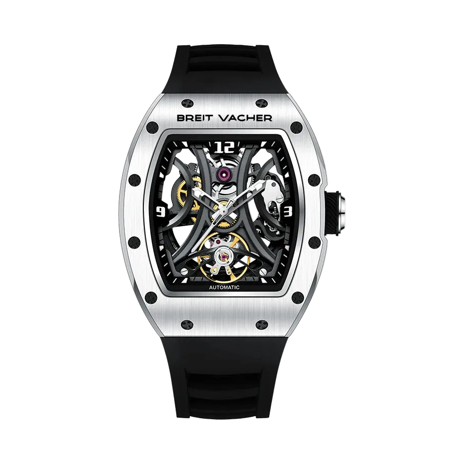 BREITVACHER 91901 - Mecha -Silver Black, skeleton dial, front