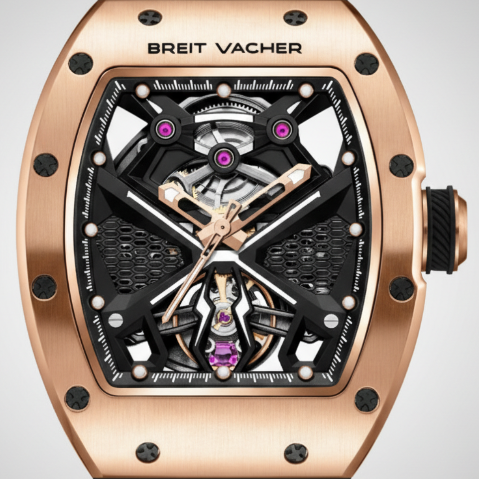 BREITVACHER 91905 - Autom - dial close-up, exposed gears, magenta jewels
