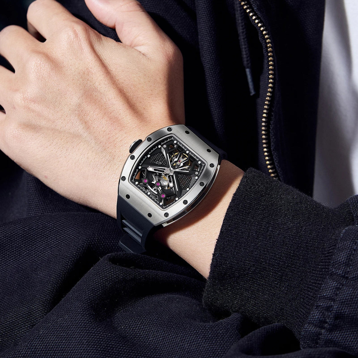 BREITVACHER 91905 - Autom - on wrist, brushed silver, casual style