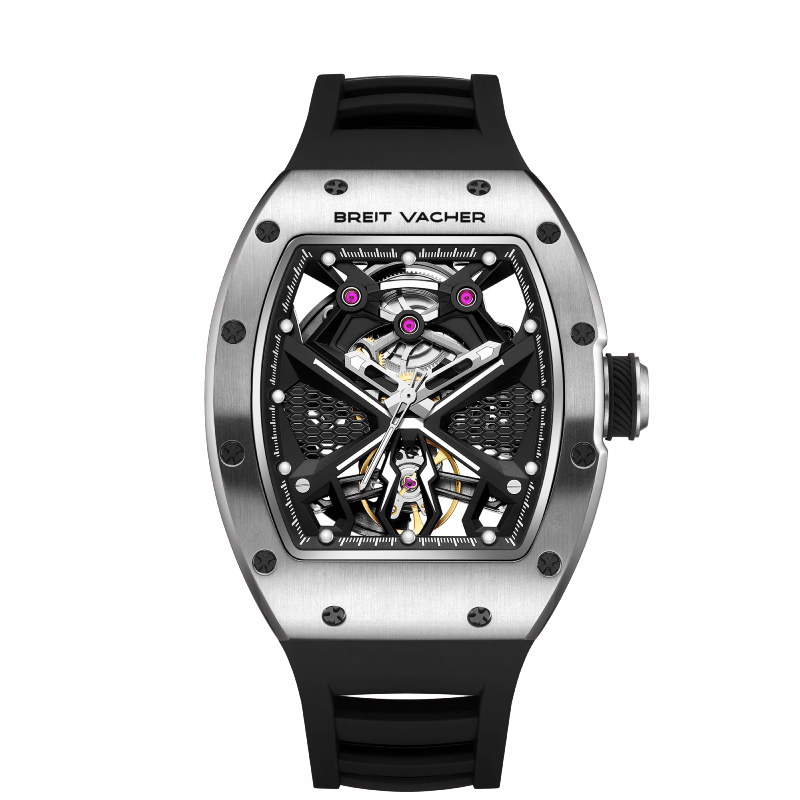 BREITVACHER 91905 - Autom - front view, silver, skeleton dial
