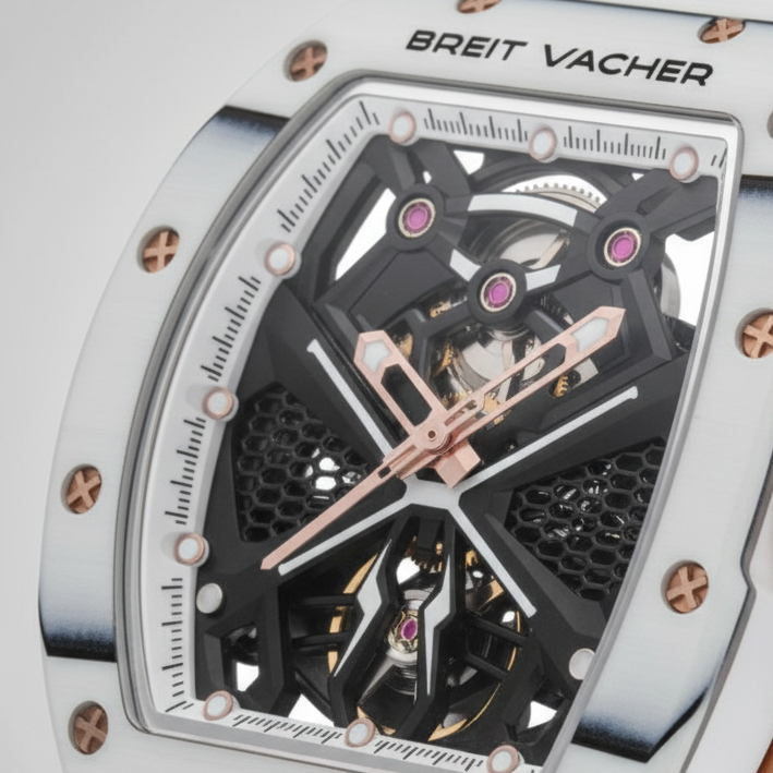 BREITVACHER 91905 - Men A - Close-up dial, skeleton movement, ruby jewels