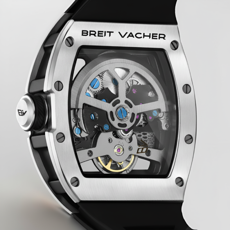 BREITVACHER 91907 - Men A - Transparent back, automatic movement, blue screws