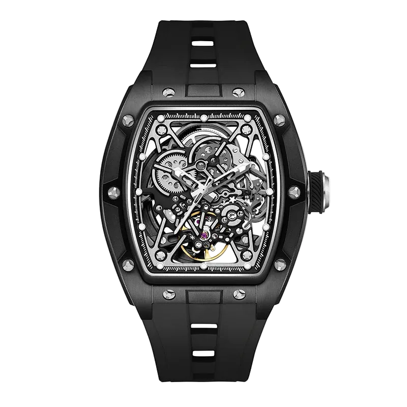 BREITVACHER 91983 - Autom - front view, black strap, skeleton dial