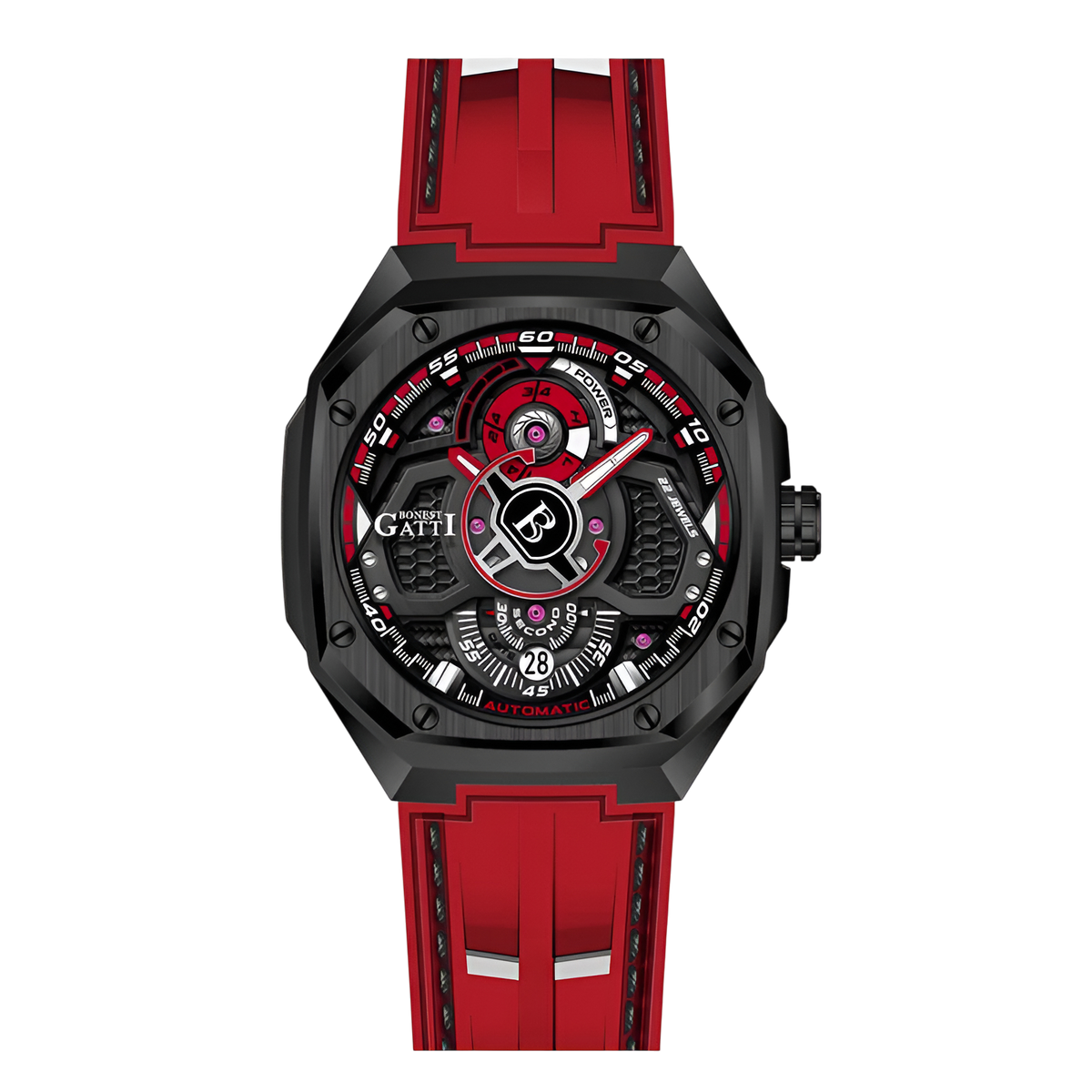 Bonest Gatti BG5801 – Red Edition Automatic Watch Front View