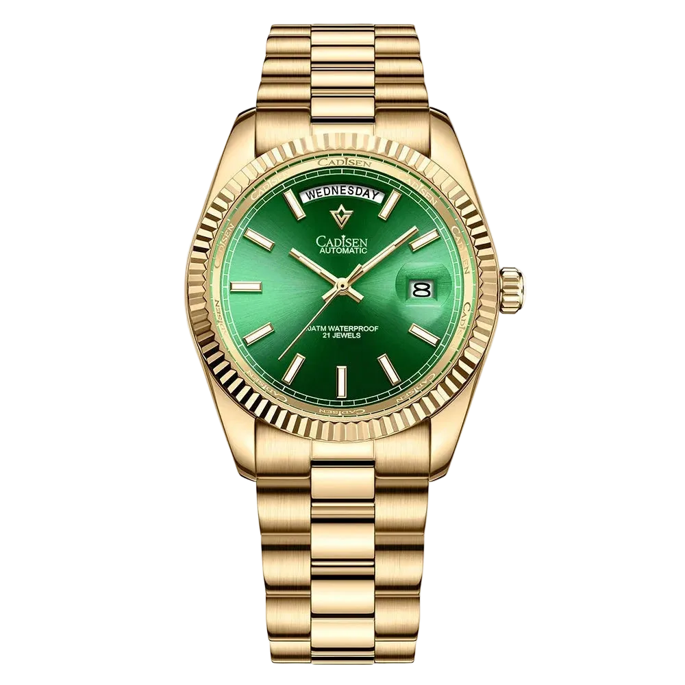 CADISEN 8215 - Luxury Aut - gold green dial