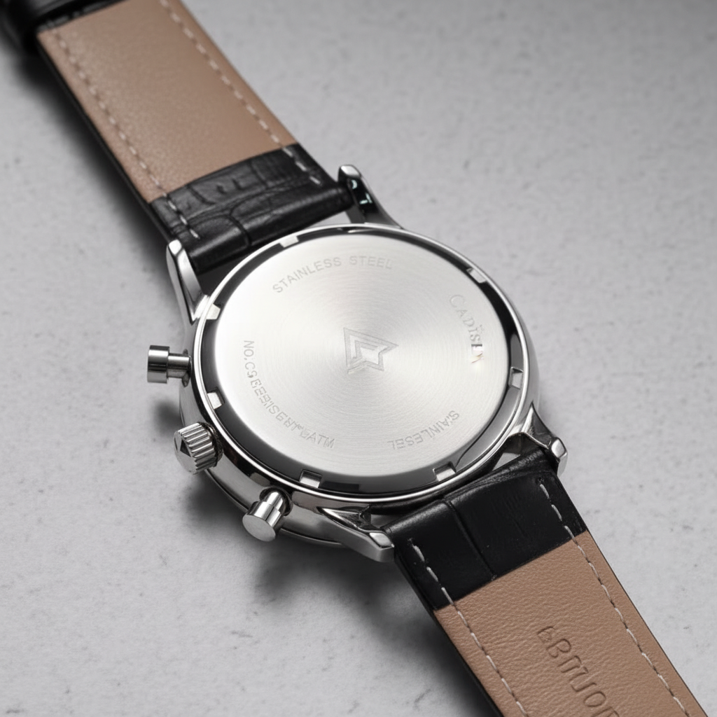 CADISEN C7065 - Men Quart - back view, stainless steel, engraved logo