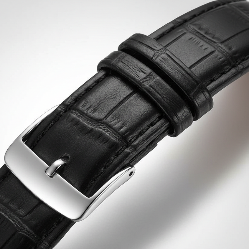 CADISEN C7065 - Men Quart - buckle detail, alligator pattern, black strap