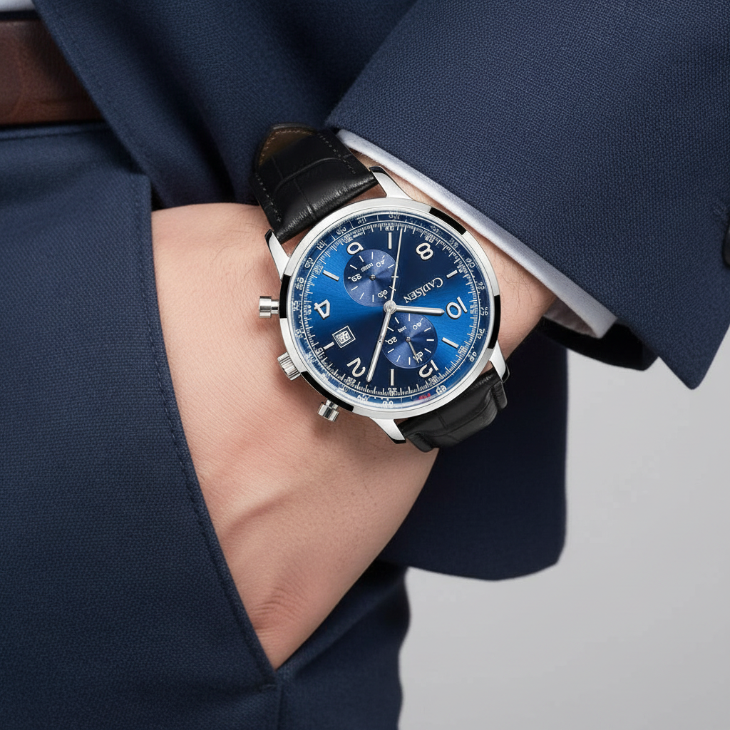CADISEN C7065 - Men Quart - on wrist, blue suit, professional