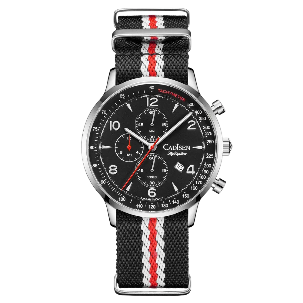 CADISEN C7067 - Quartz Watches For Men Chronograph Black
