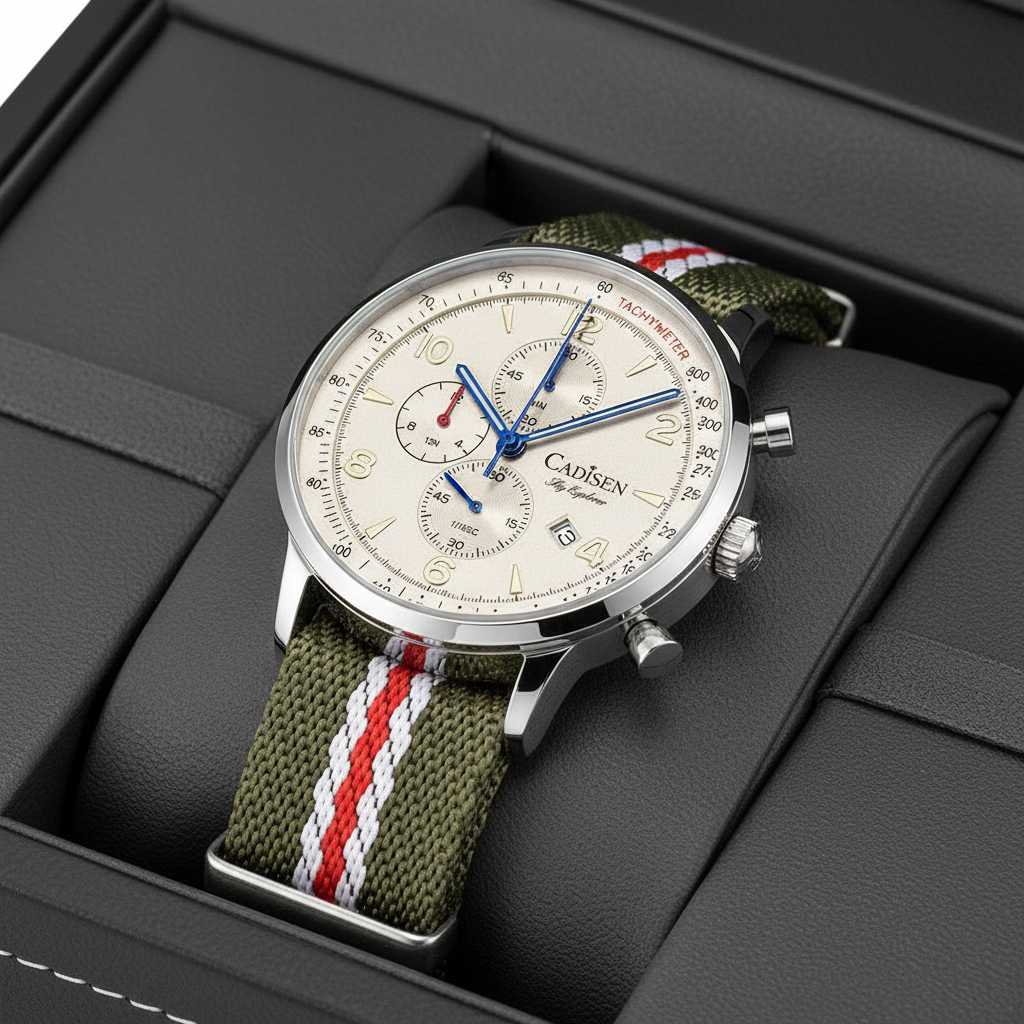 CADISEN C7067 - Quartz Watches For Men Chronograph Box