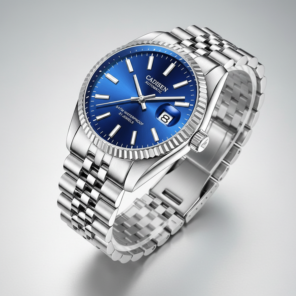 CADISEN C8053 - Men Autom - angled view, polished finish, steel case