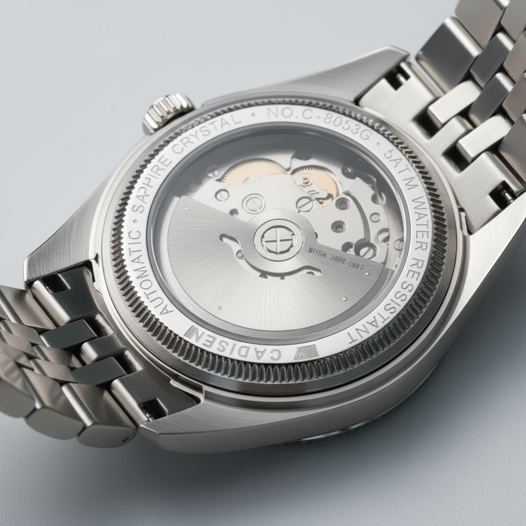 CADISEN C8053 - Men Autom - exhibition caseback, automatic movement, rear view