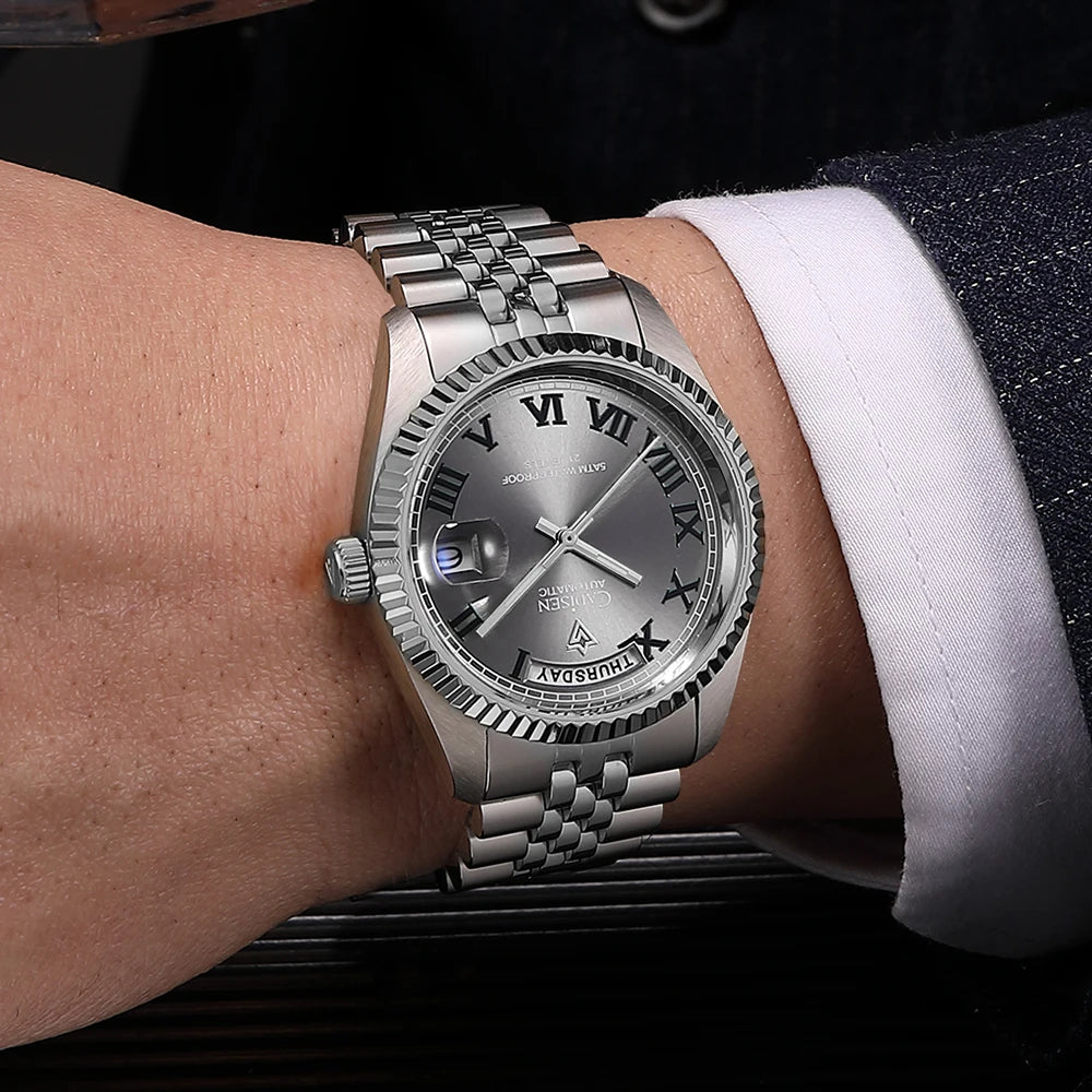 CADISEN C8228 - Men Mecha - All-silver, monochrome, wrist shot