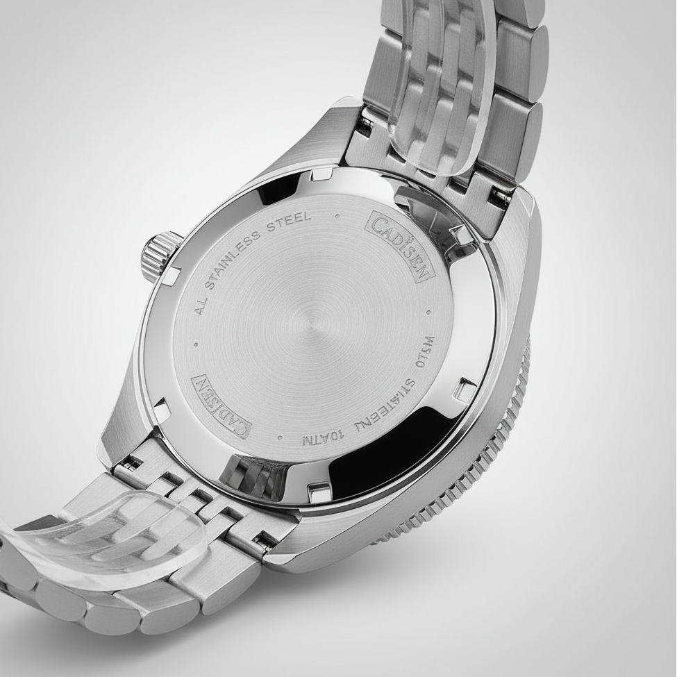 CADISEN C8237 - Automatic - case back, engraved steel, brushed finish