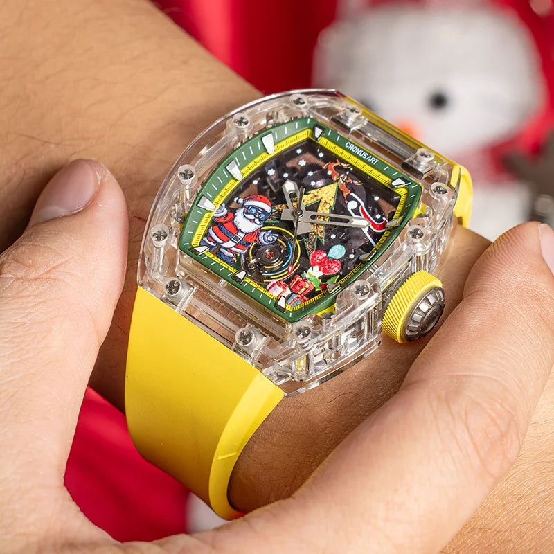 CRONUSART CM001-076 Men’s Automatic Watch – Christmas Skeleton Edition wrist shot Santa theme