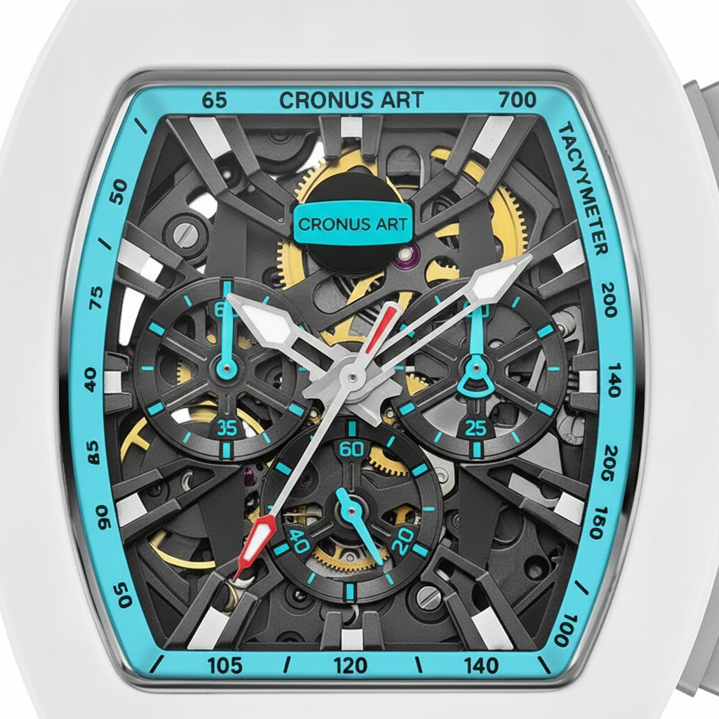CRONUSART CM011-009 - 50mm Tonneau Automatic Watch in Carbon Steel Dial