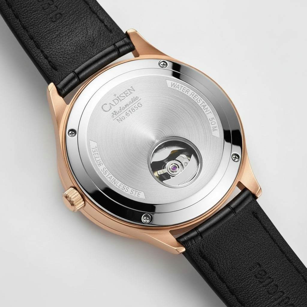Cadisen C8188 - Automatic - back view, exhibition case, automatic movement