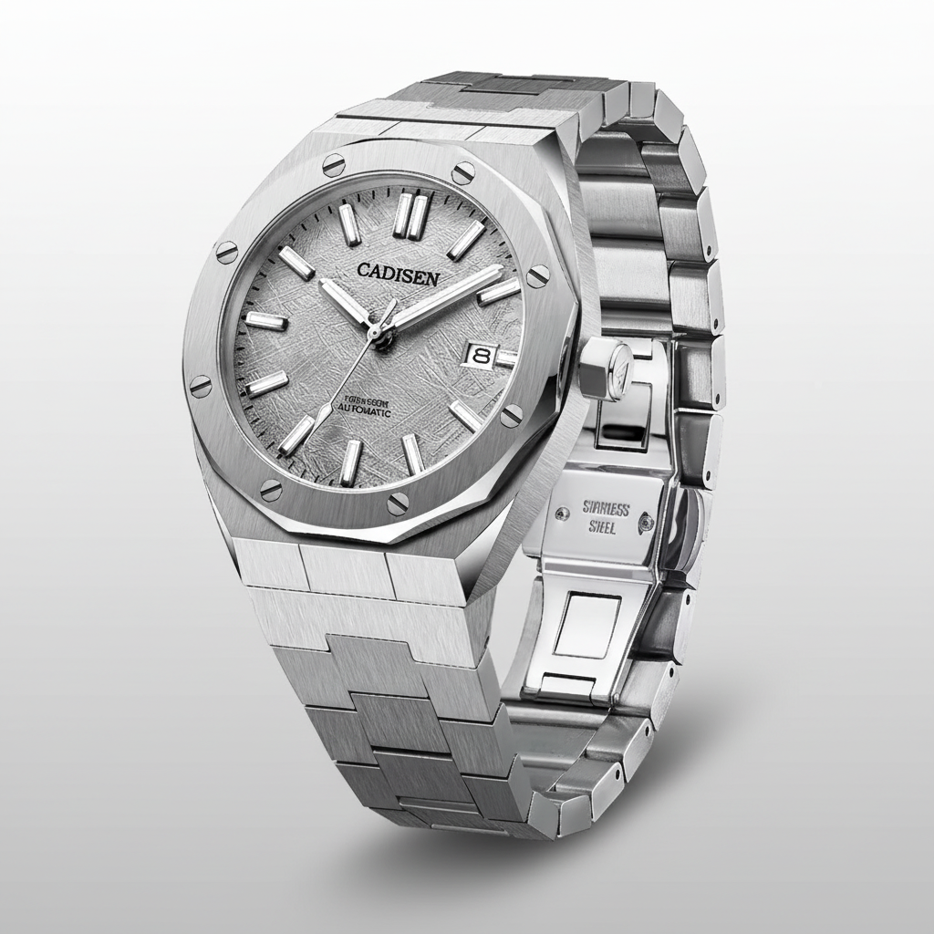Cadisen C8193 - Men Autom - Angled view stainless bracelet