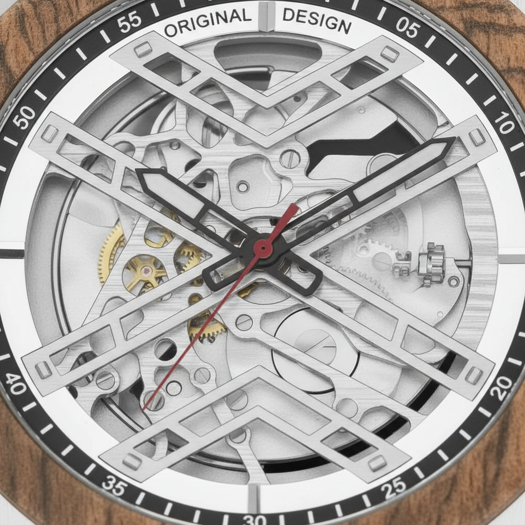BOBO BIRD GT104/T106 - Au - dial close-up, skeleton