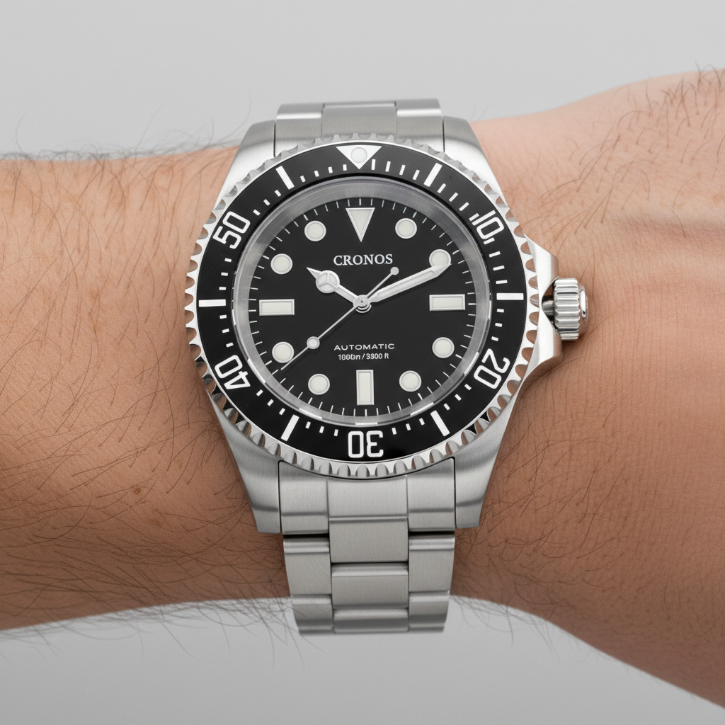 Cronos 300ATM - Automatic - on wrist, black dial