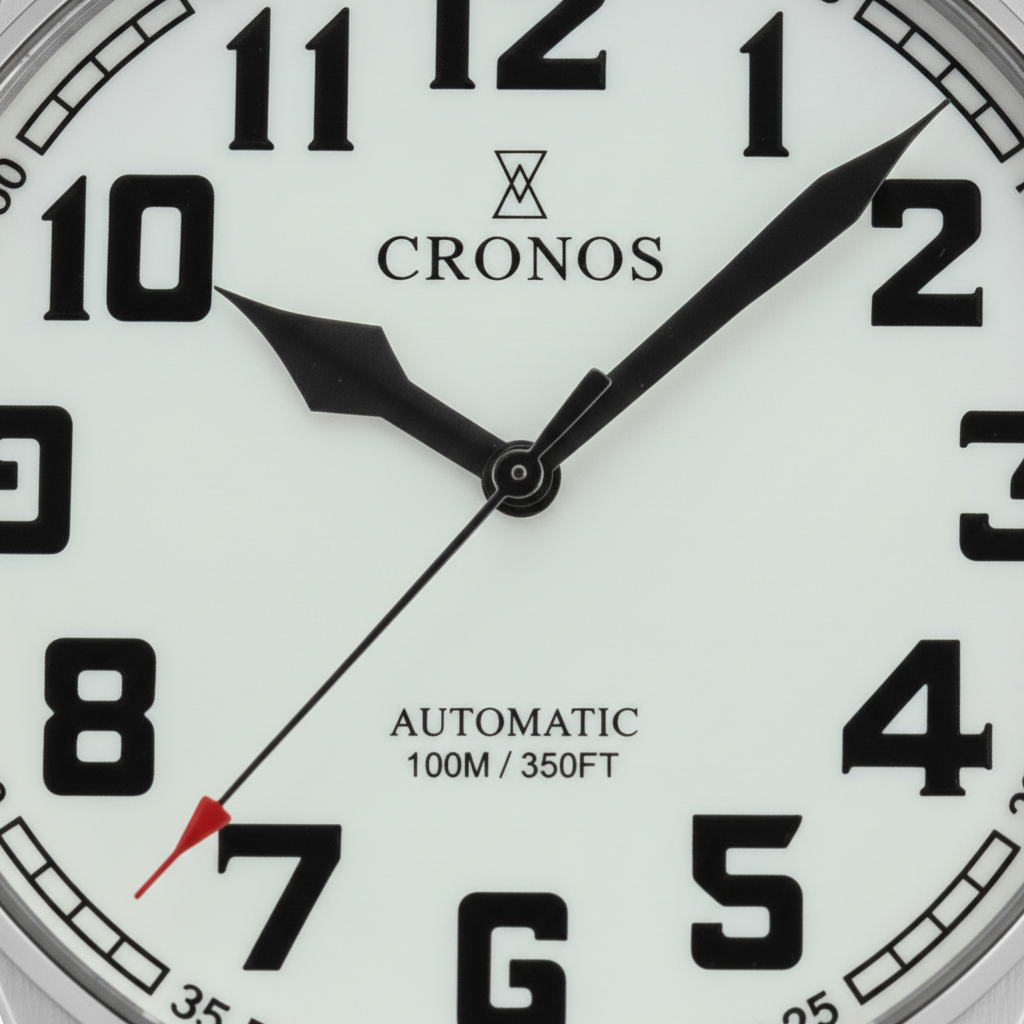 Cronos L6001 - The Ultima - dial detail, bold numerals