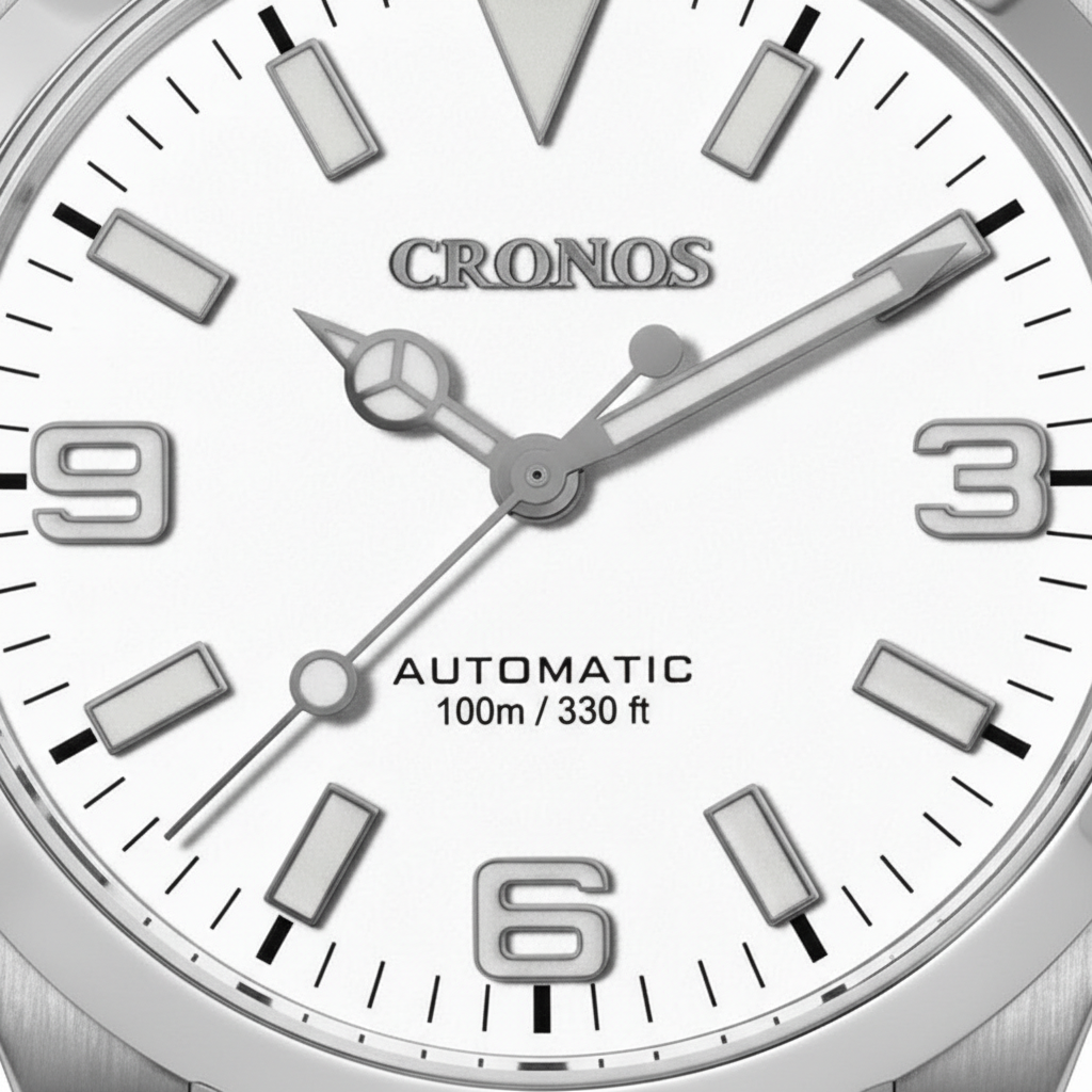 Cronos L6019 - cronos aut - white dial, logo, text