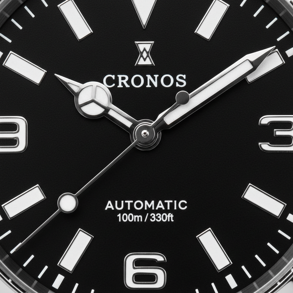 Cronos L6019 - Men's cron - black dial, lumed indices