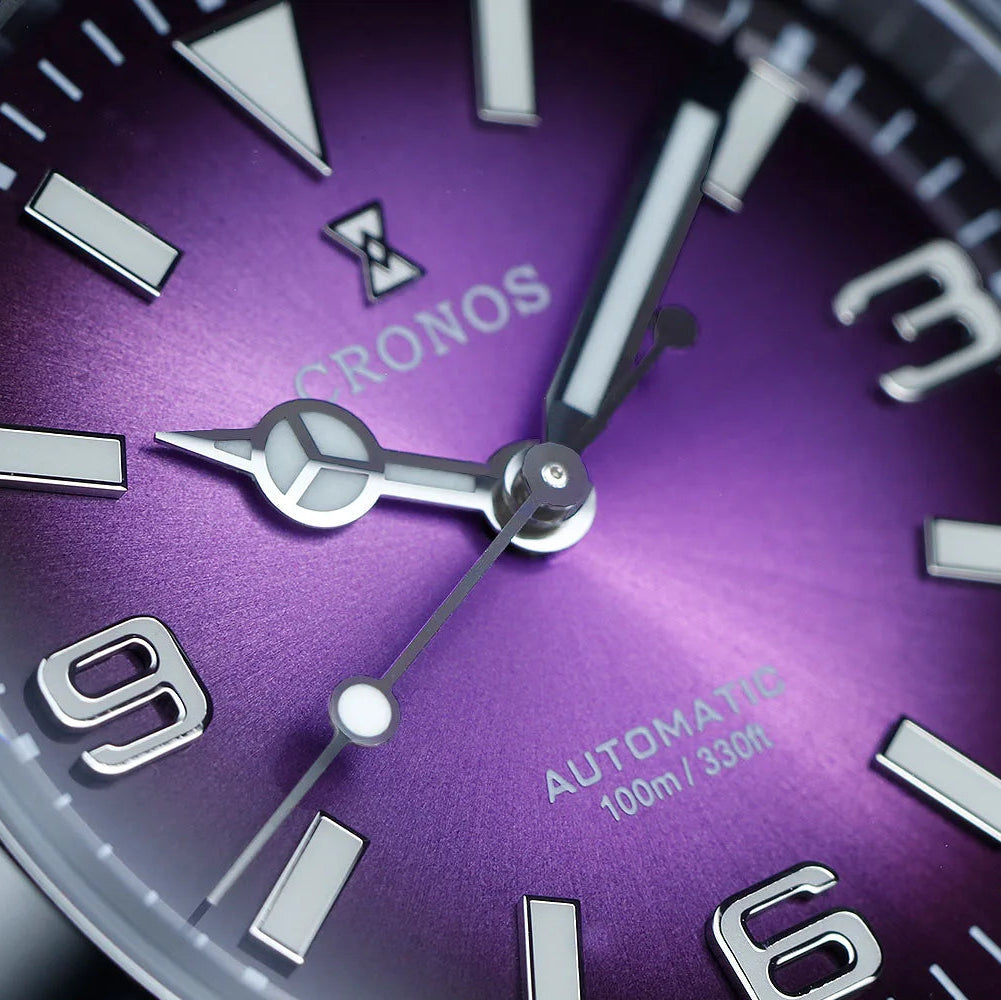 Cronos L6019 - Men's cron - purple dial, lumed hands