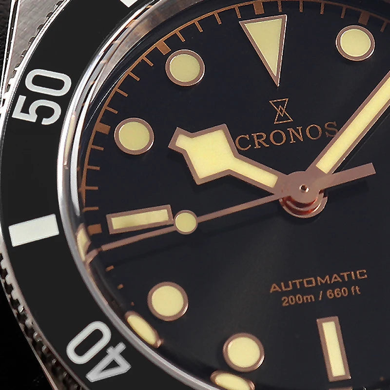 Cronos L6024 – Men’s cronos diver watch – Ocean Shadow Black Bezel – 200m Sapphire Automatic