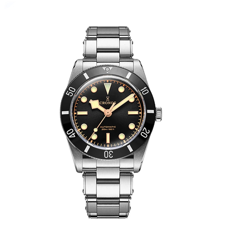 Cronos L6024 – Men’s cronos diver watch – Ocean Shadow Black Bezel – 200m Sapphire Automatic