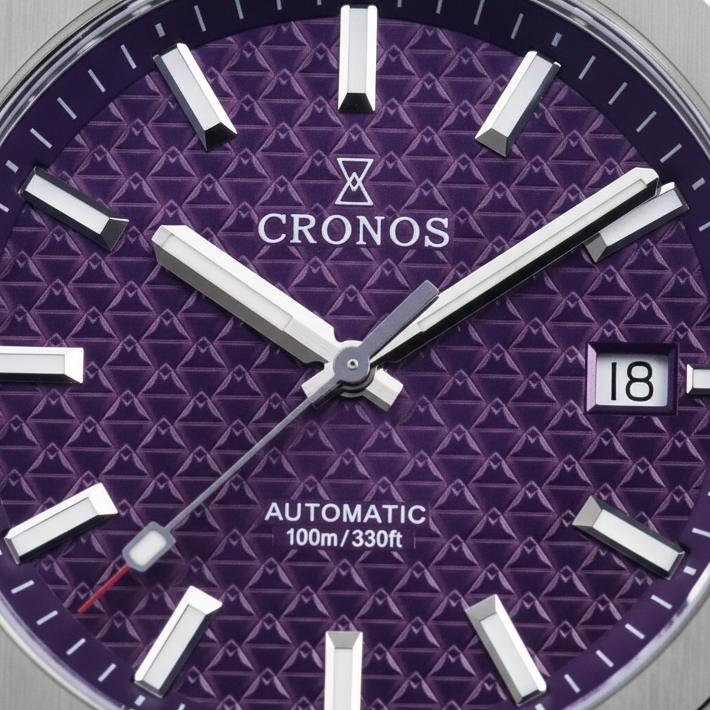 Cronos L6028M - Luxury Cr - purple dial close-up texture