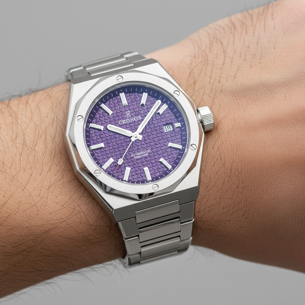 Cronos L6028M - Luxury Cr - purple dial on wrist