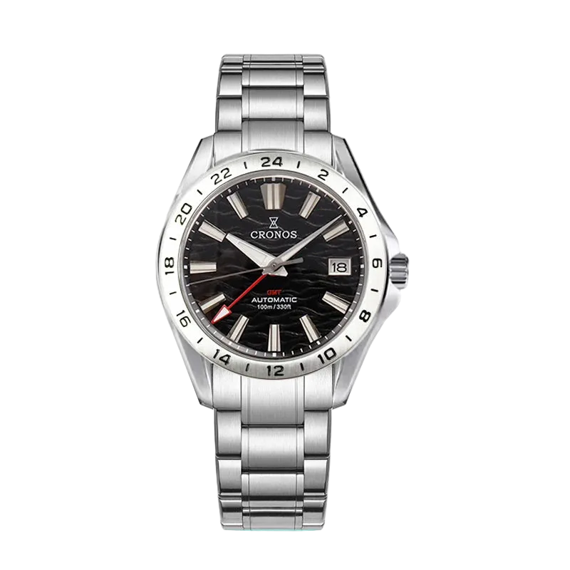 Cronos L6029 V2 - Men's C - black dial, GMT watch