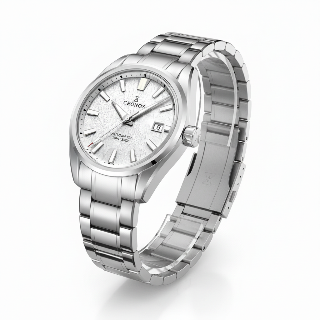 Cronos L6040 - cronos aut - silver watch trre quarter view