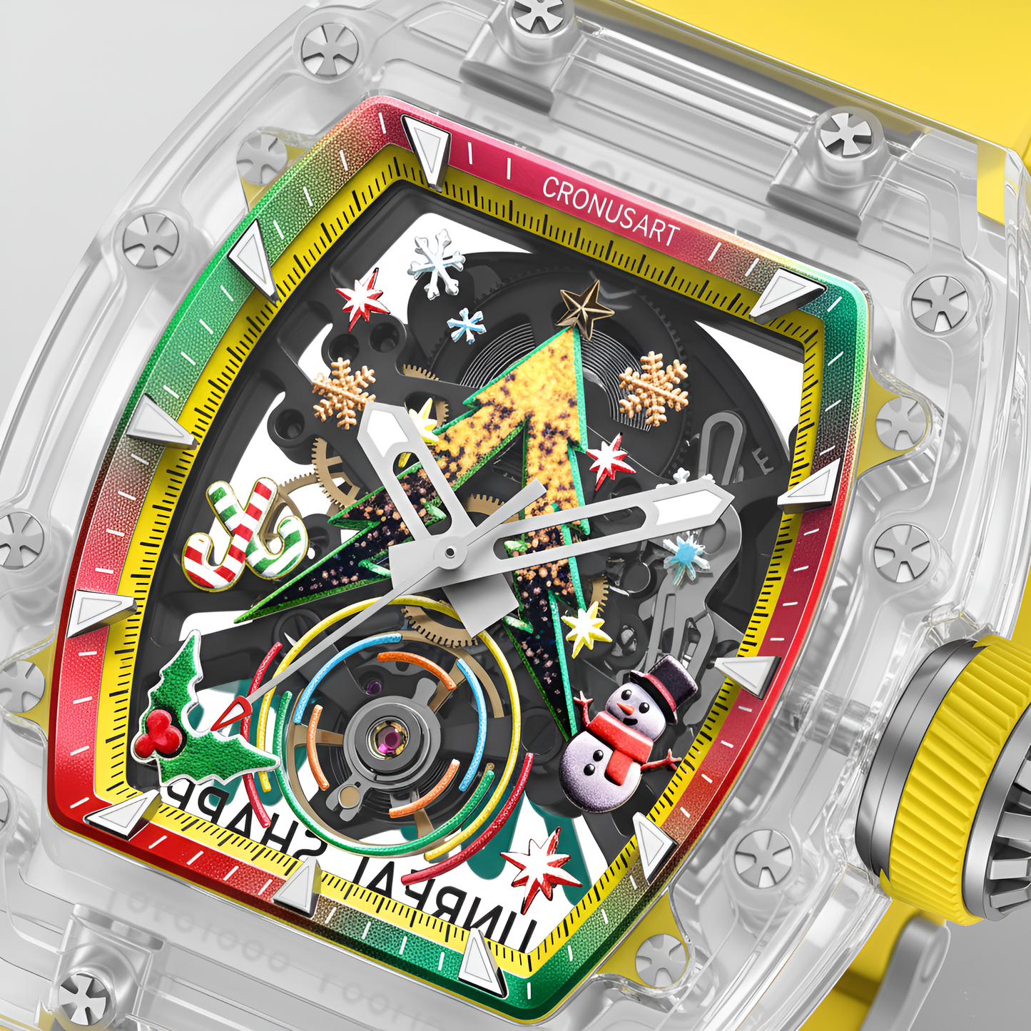 CRONUSART CM001-076 Men’s Automatic Watch – Christmas Skeleton Edition detailed dial Christmas elements