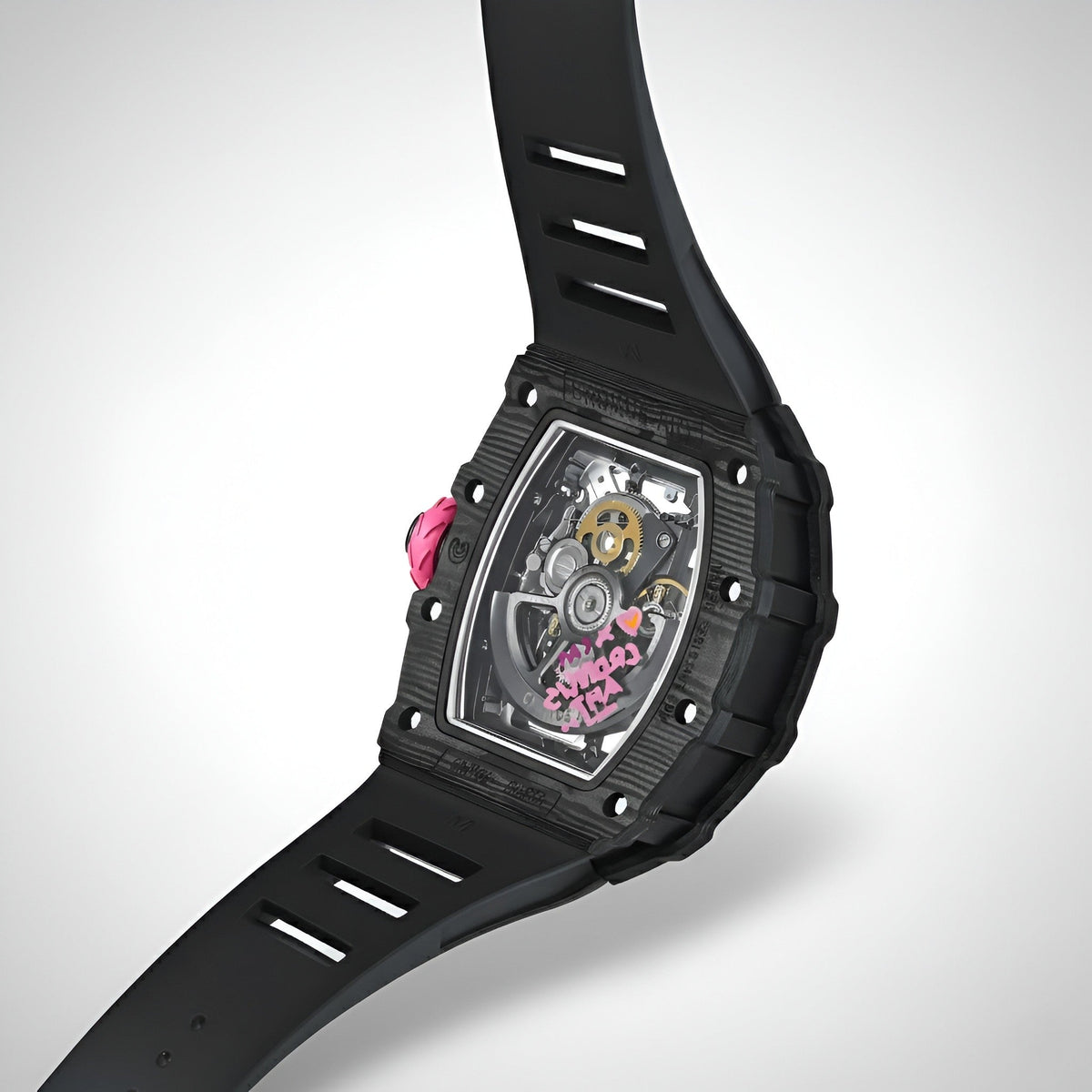 Cronusart CM002-017 Men Automatic Watch - Carbon Fiber back view visible movement