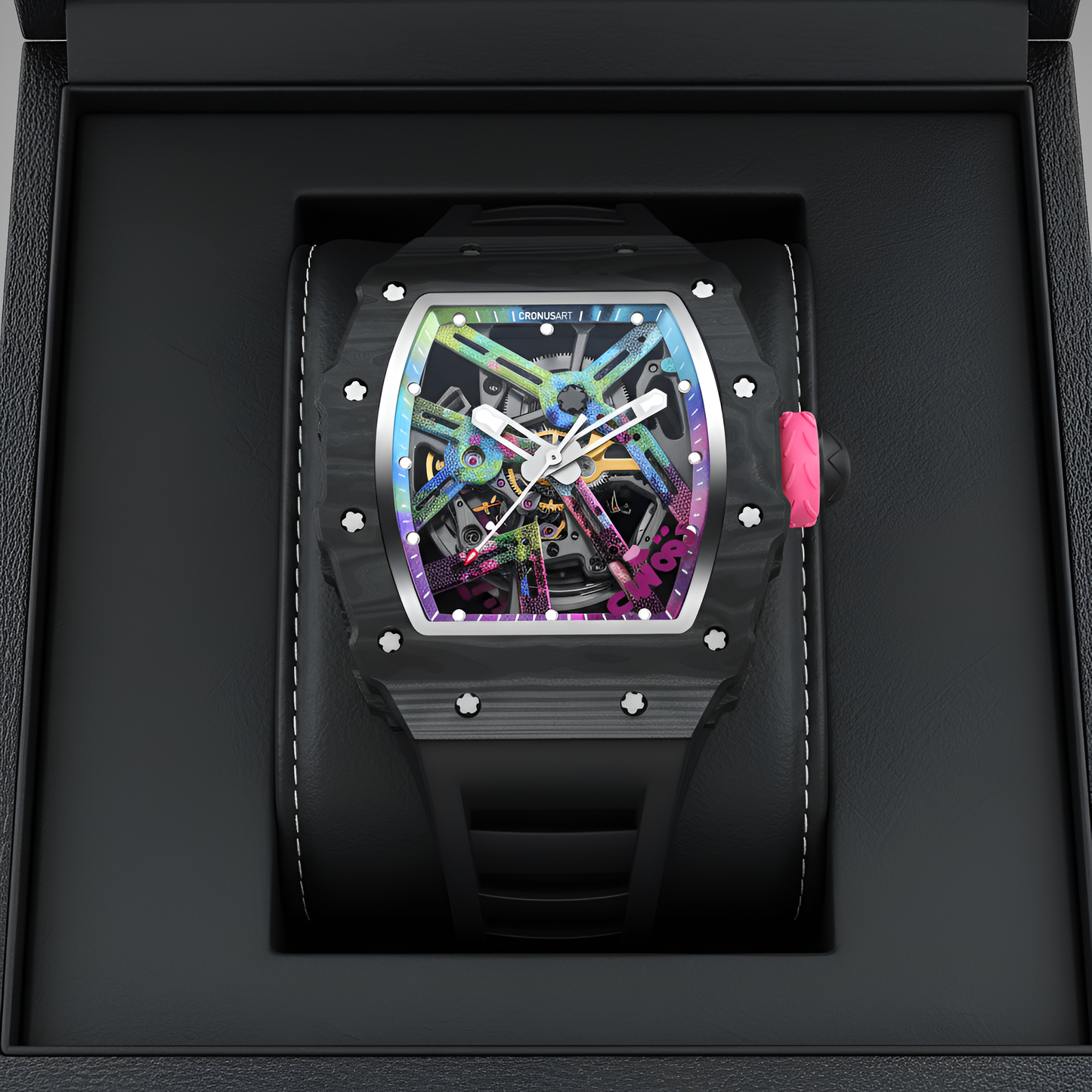 Cronusart CM002-017 Men Automatic Watch - Carbon Fiber in box presentation