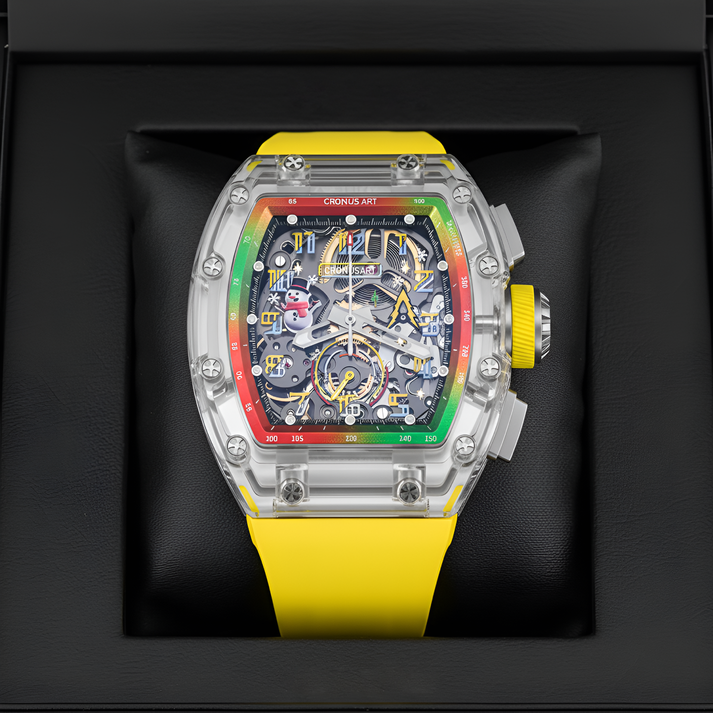 CronusArt CM08-053 Sapphire Automatic Chronograph Watch - Christmas Limited Edition in watch box, top