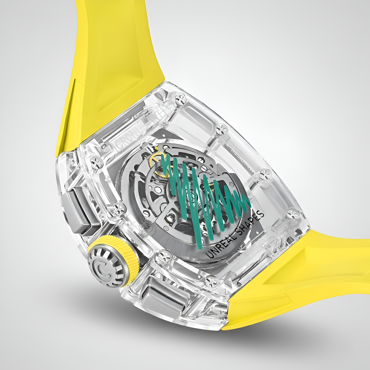 CronusArt CM08-053 Sapphire Automatic Chronograph Watch - Christmas Limited Edition back view, green waveform